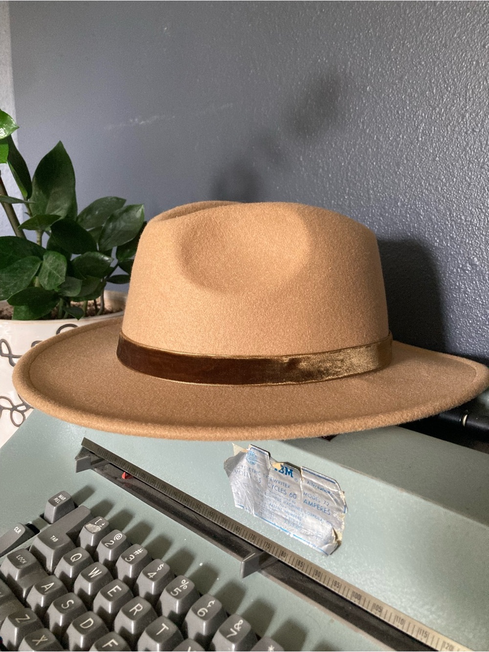 Classic Tan Wool Fedora with Velvet Band